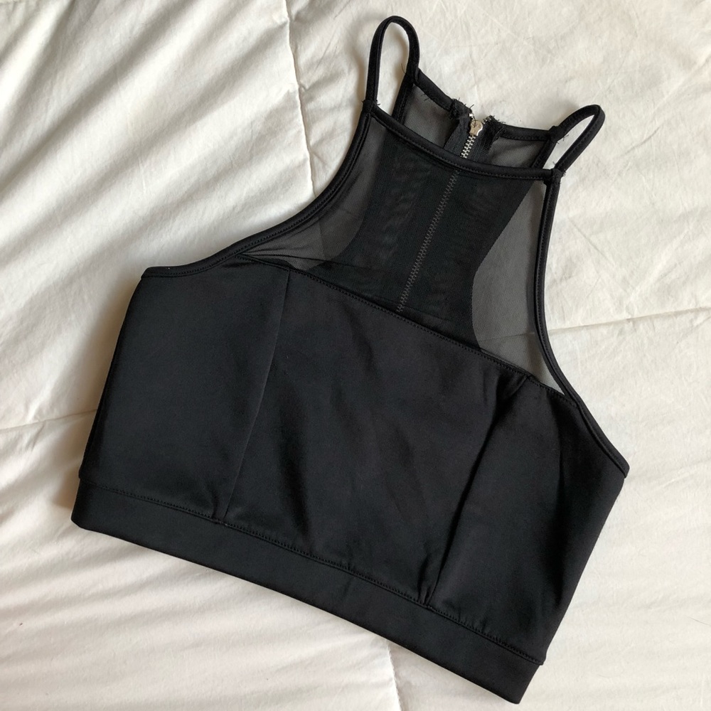 Black Mesh Crop Top